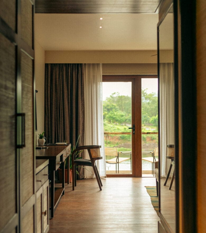Luxury room at Oleander Farms resort with nature view