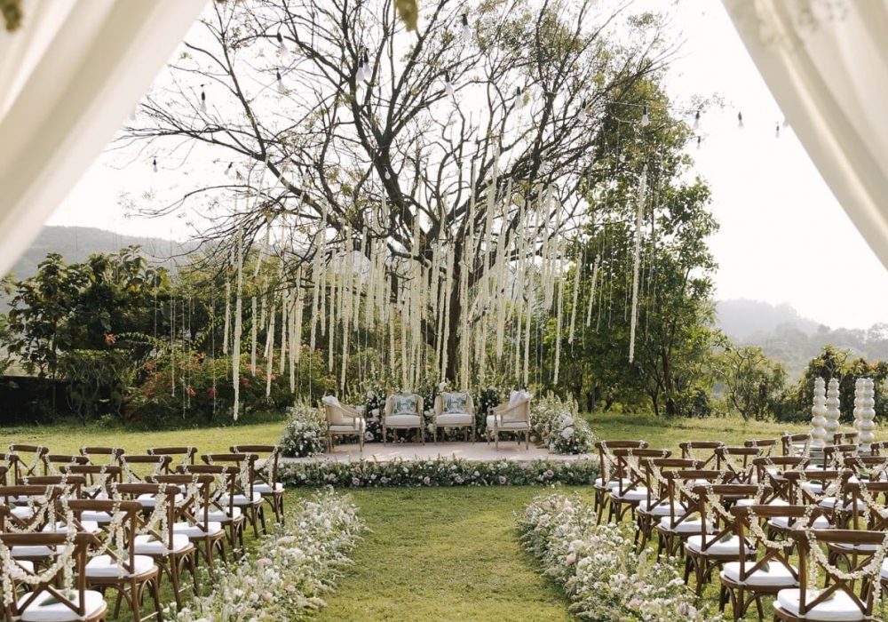 Outdoor wedding setup at Oleander Farms
