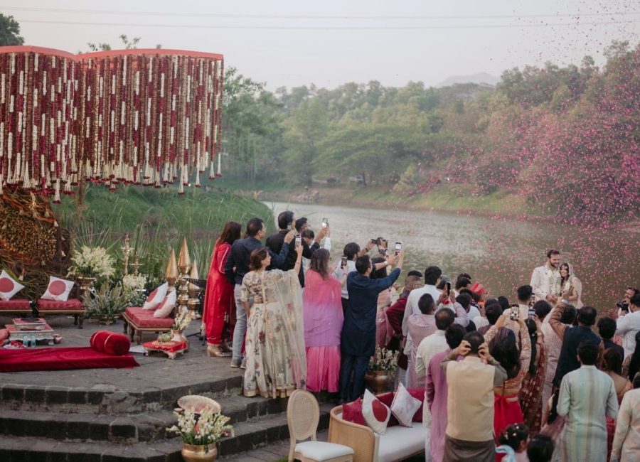 Guests enjoying a nature trail at the farm