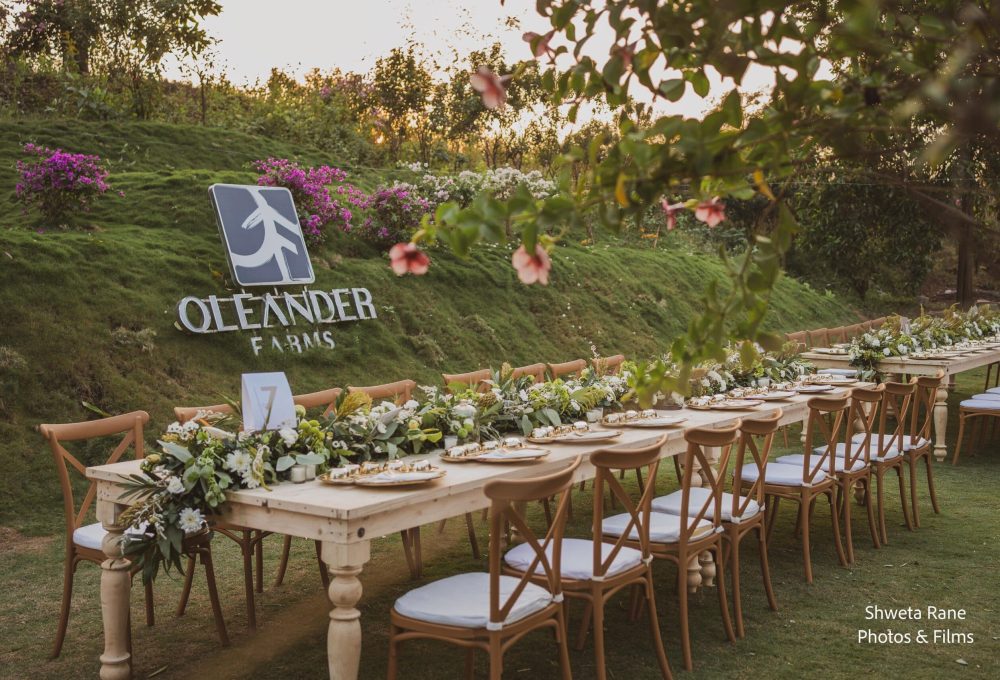 Open green lawn with mountain backdrop